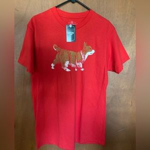 For the Love of Paws Medium M Unisex T-shirt Red‎ Corgi Dog